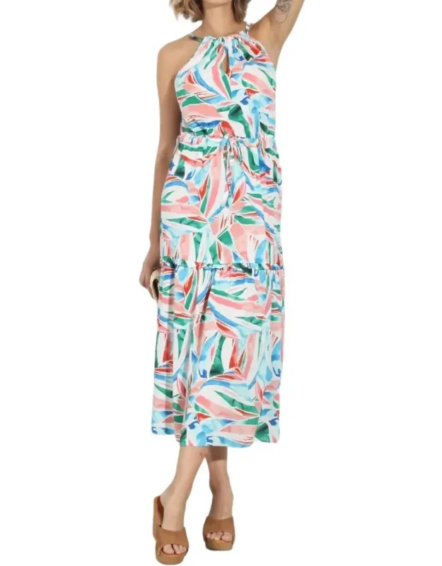 Tiered Halter Midi Dress