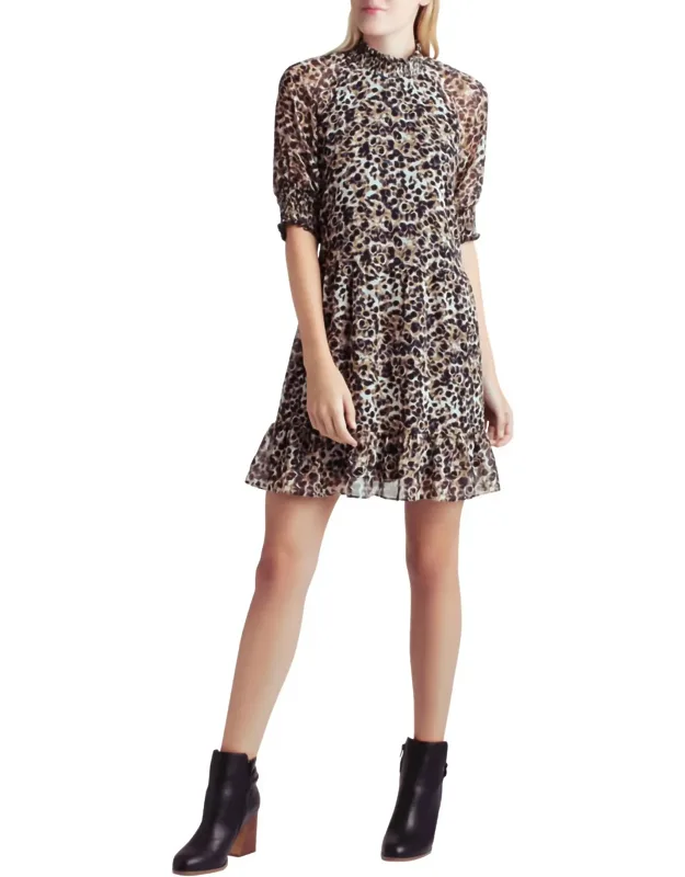 Animal Print Mock Neck Dress