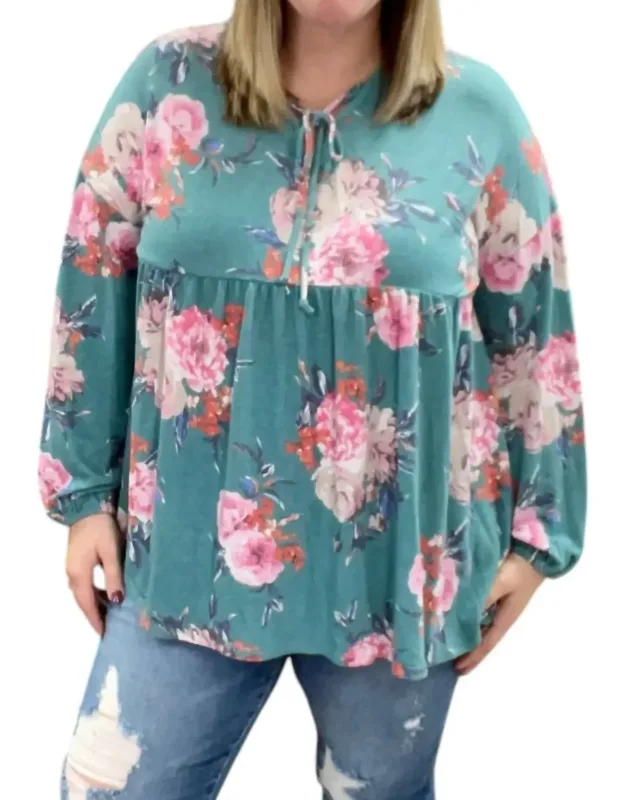 Floral Babydoll Tunic Top