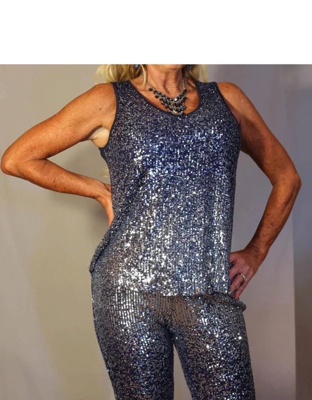 Ombre Sequin Scoop Neck Tank