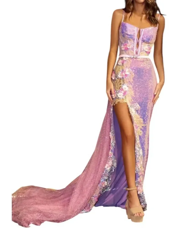 Floral Ornate Corset Prom Dress