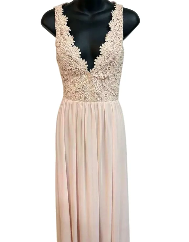 Lace Bodice Chiffon Long Dress