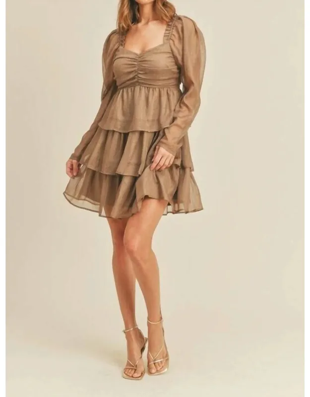 Shirred Ruffle Tier Layer Mini Dress
