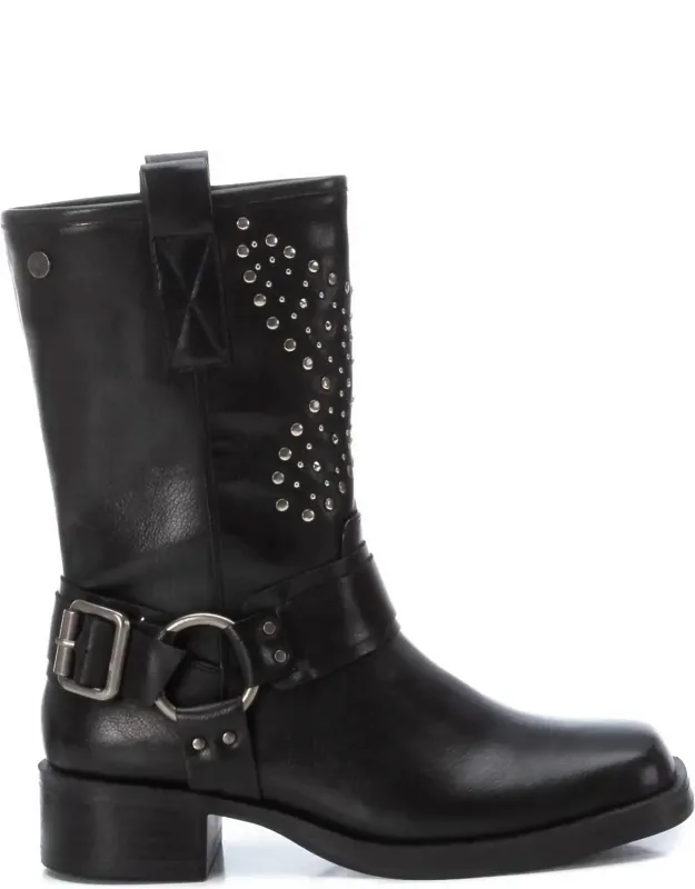 Biker Boots With 1.57-inch Block Heel And Padded Insole