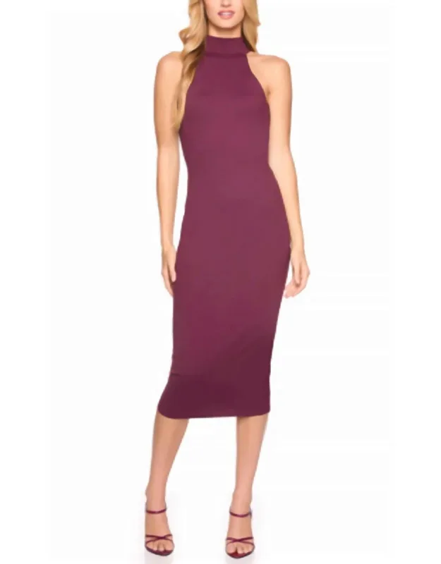 Mock Neck Midi Dress