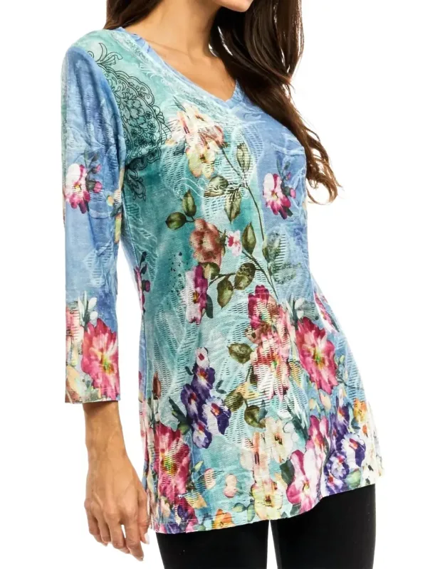 Floral V Neckline Tunic