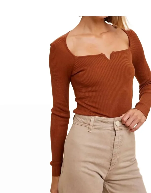 Ribbed Knit Square Neck Top