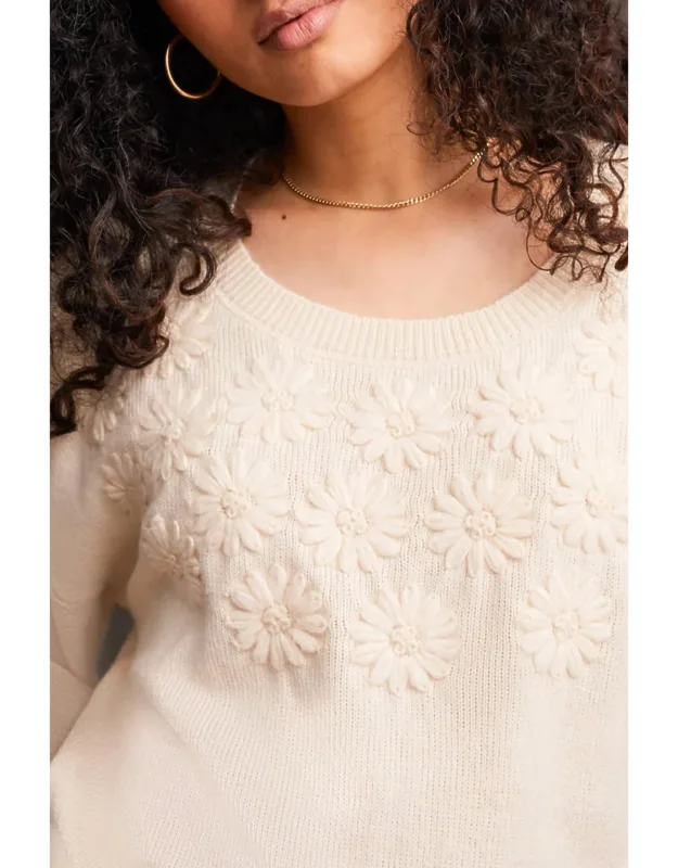 Long Sleeve Crew Neck Sweater With Embroidery