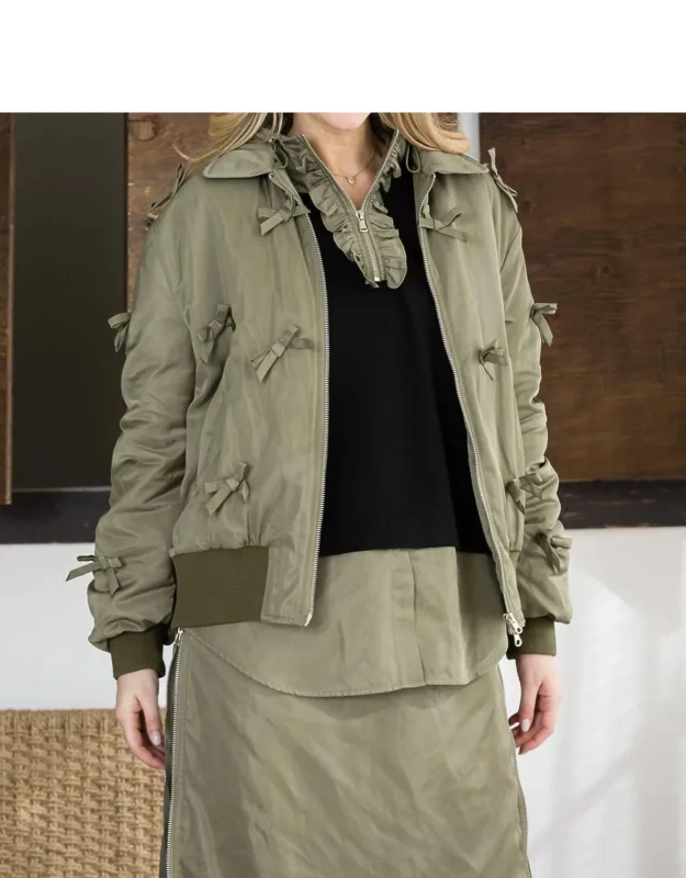 Bomber Jacket With Ribbons