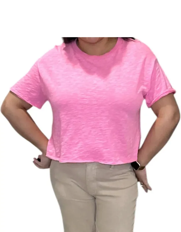 Raw Edge Cropped Tee Shirt