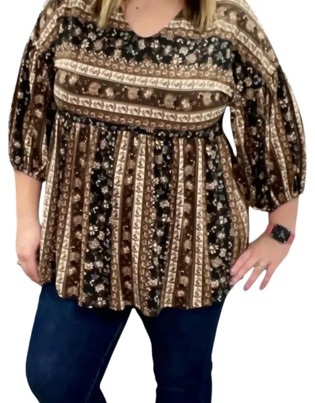 Floral Abstract Babydoll Top