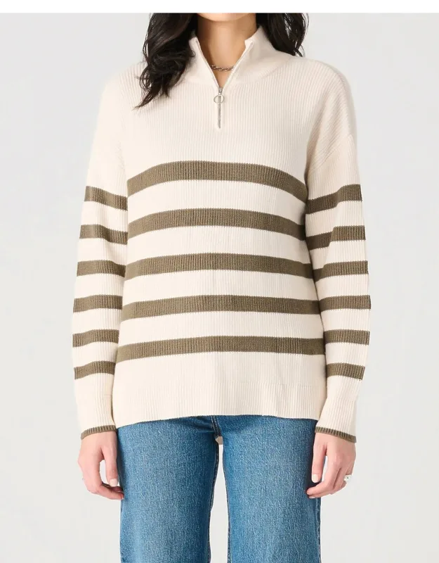 Stripe Zip-up Sweater