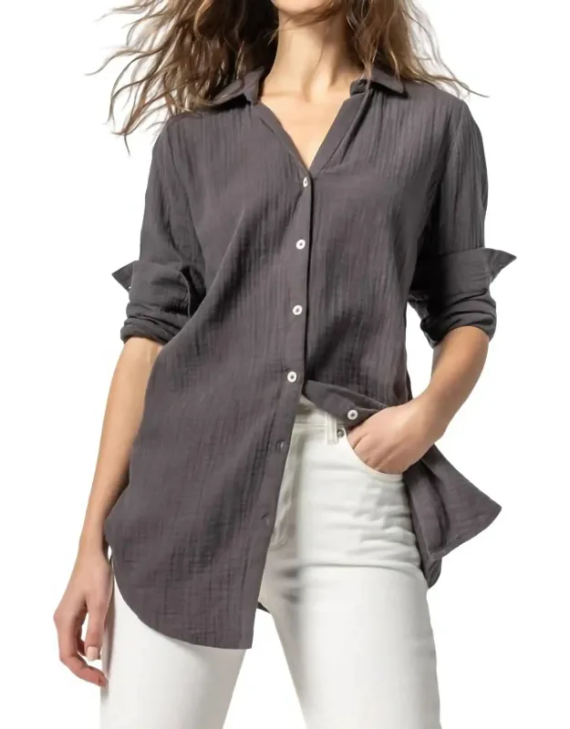 Long Sleeve Button Down Tunic Top