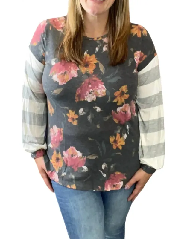 Floral And Stripes Top
