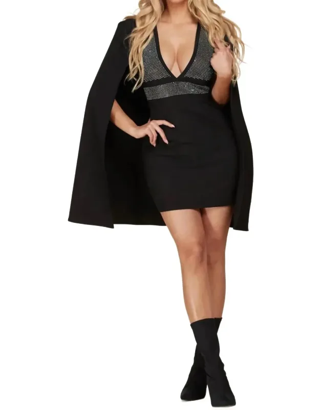 Structured Cape Mini Dress