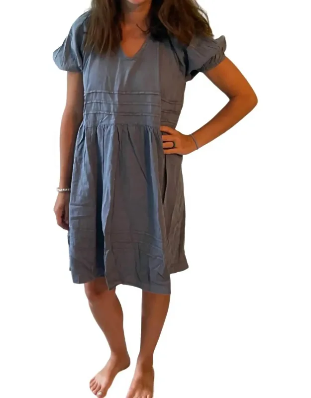 Puff Sleeve And Back Tie Dress