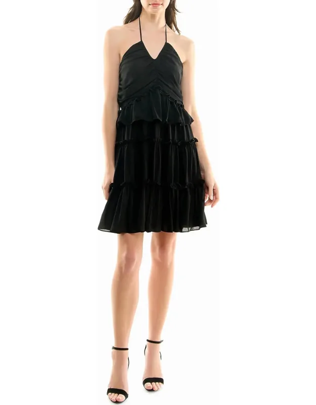Chiffon Tiered Halter Dress