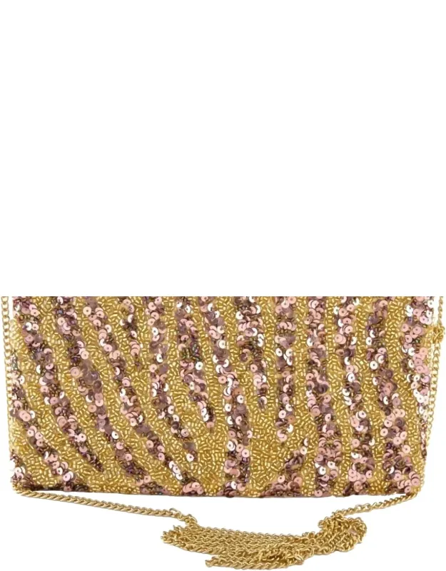 Seed Bead & Sequin Zebra Print Purse