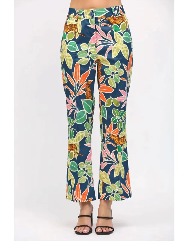 Tropical Print Flare Pants