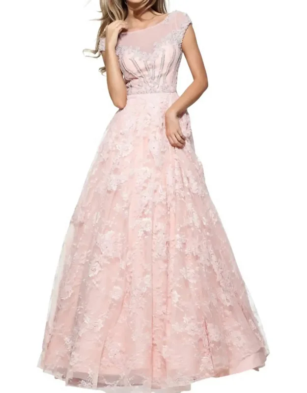 Cap-sleeve Beaded Prom Dress