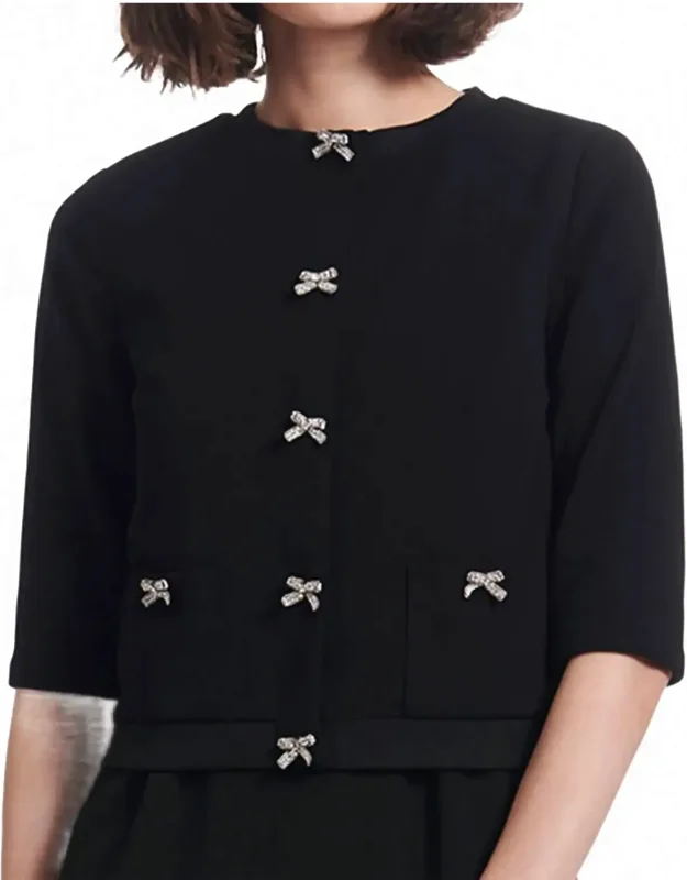 Bow Button Knit Jacket