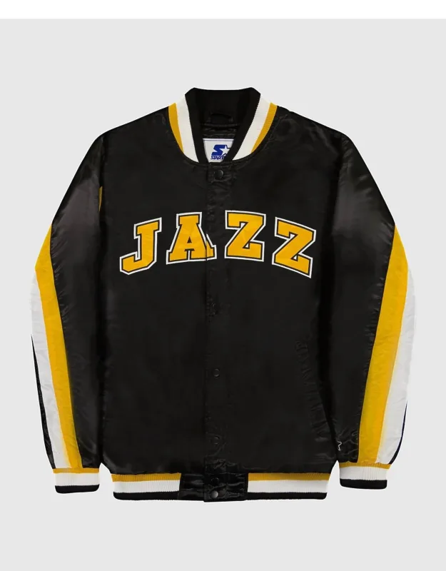 Utah Jazz Varsity Satin Full Snap Ace Jacket
