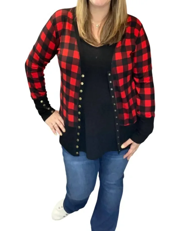 Buffalo Plaid Snap Cardigan