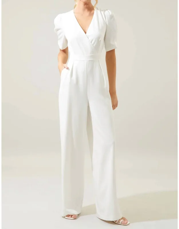 Go Getter Wide Leg Surplice Jumpsuit
