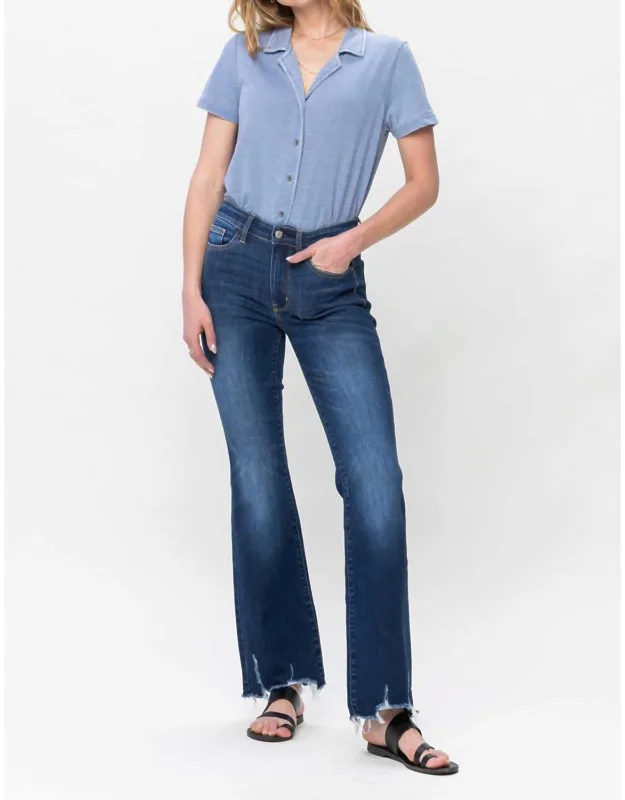 Non-distressed Fray Hem Bootcut Jeans