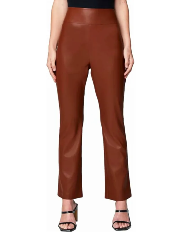 Vegan Leather Wide Yoke Kick Flare Pants