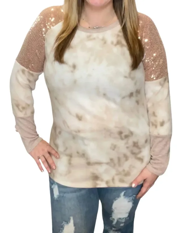 Tie Dye Sequin Shoulder Top