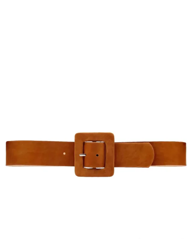 Covered Buckle Leather Belt