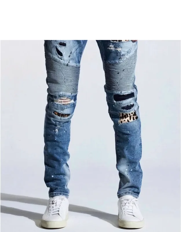 Laguna Biker Jeans In Patchwork
