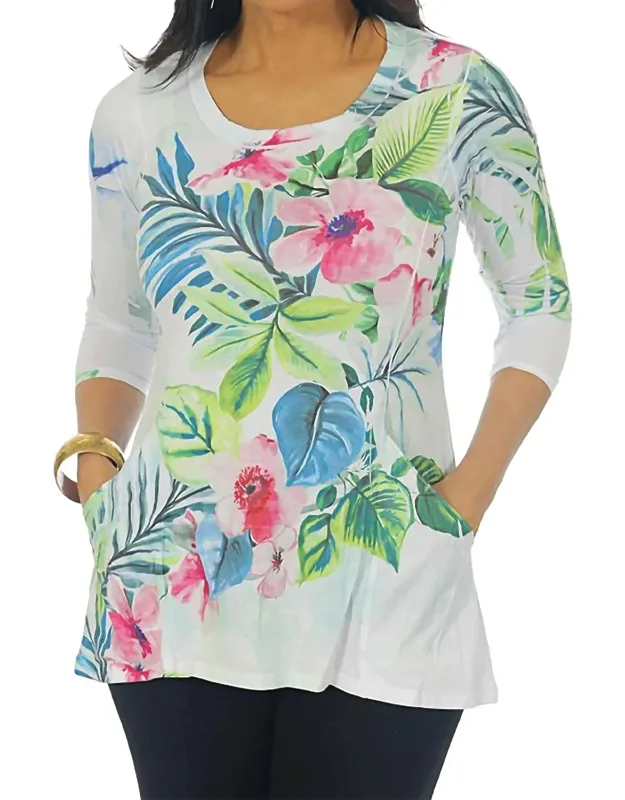 Tropical Pink Flowers Top