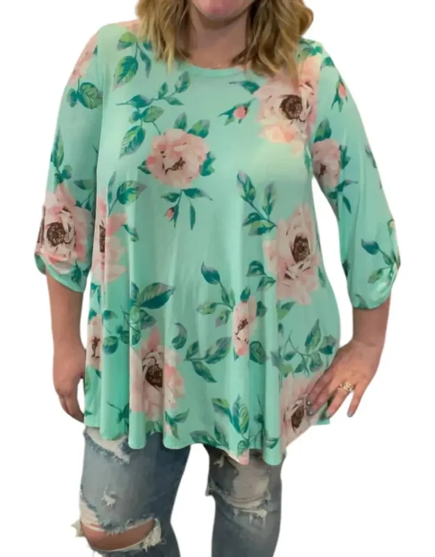 Floral Button Back Tunic Top