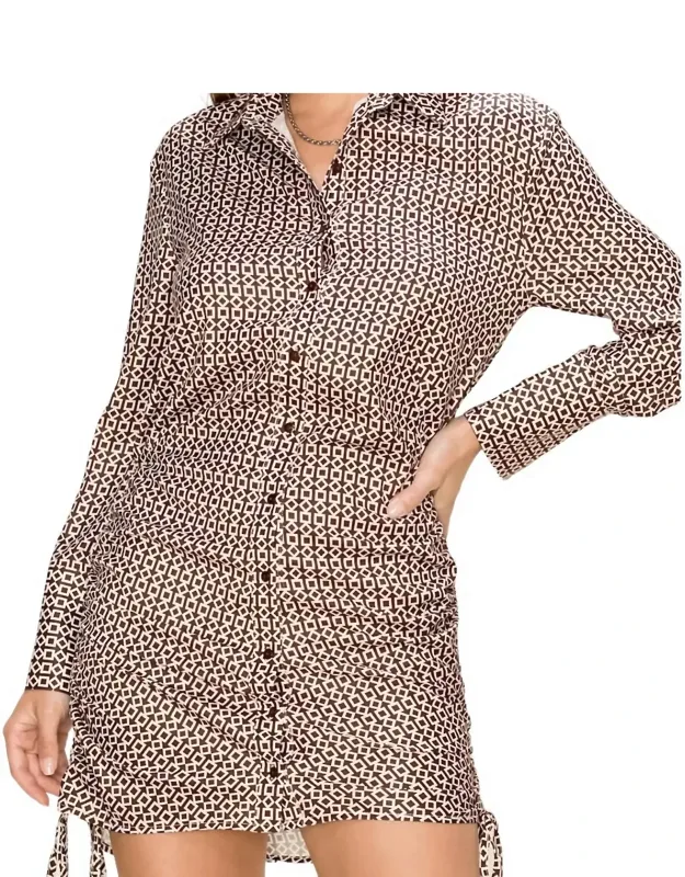Geometric Print Shirt Dress