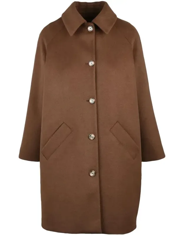 Warm Brown Raglan Sleeve Coat
