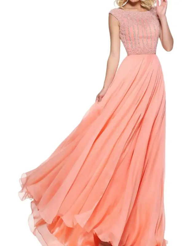 Chiffon Cap Sleeve Prom Dress