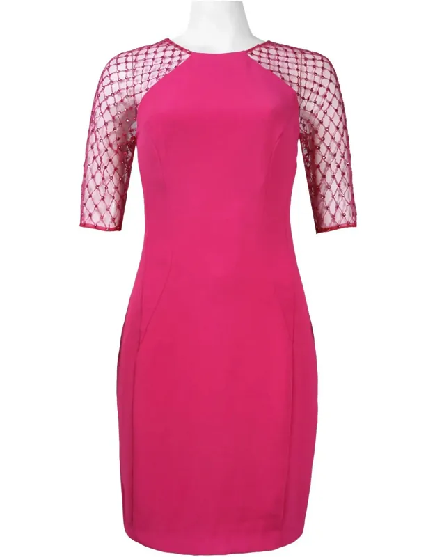 Rhinestone Illusion Sleeve Dress