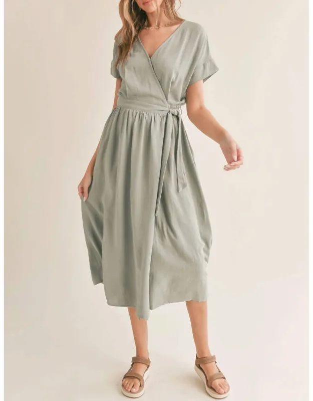Botanical Wrap Midi Dress