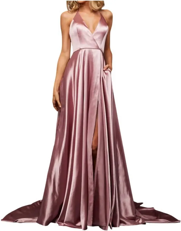 V-neck Halter Prom Dress