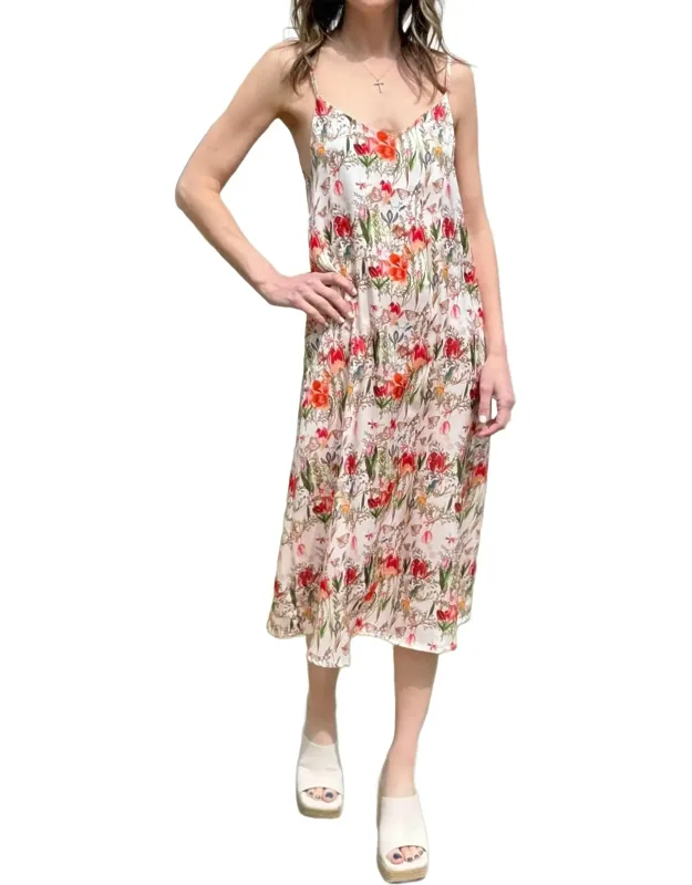 Garden Print Spaghetti Strap Dress