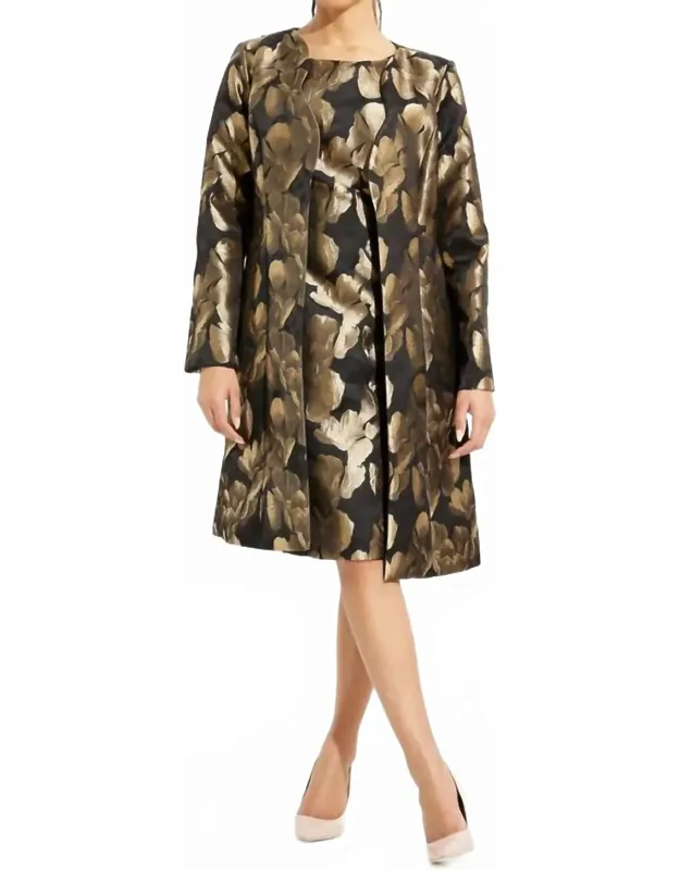 Foil Leaf Open Front Coat