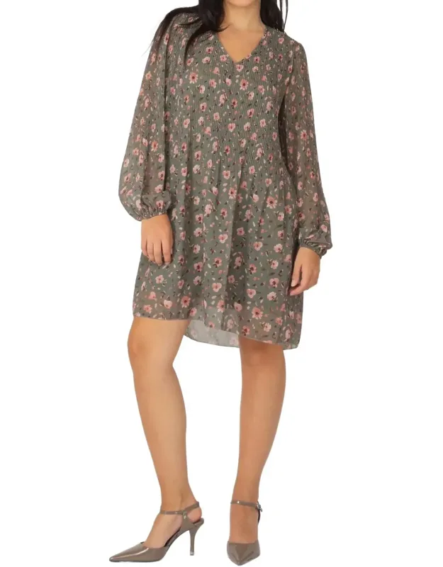 Pleated A-line Dress