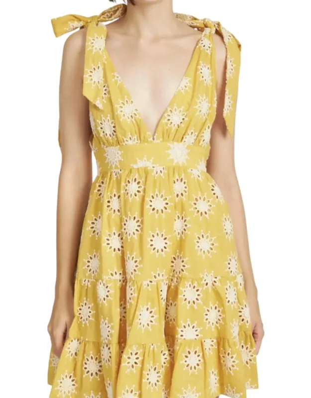 Embroidered Tiered Mini Dress