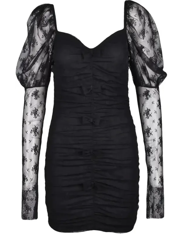 Ruched Voile Sheath Dress