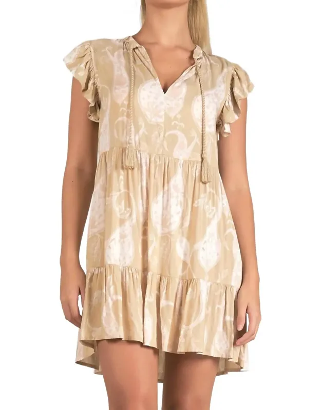 Ruffle Sleeve V-neck Tiered Mini Dress