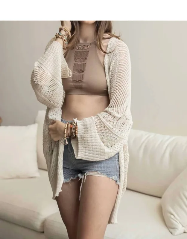 Knit Netted Cardigan Wrap