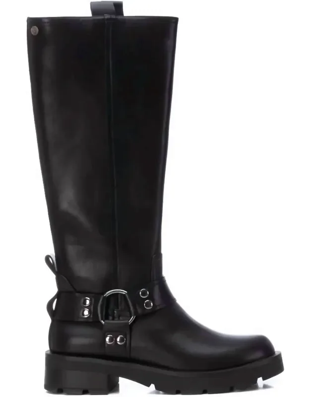 Biker Boots With Decorative Buckles And Non-slip Sole