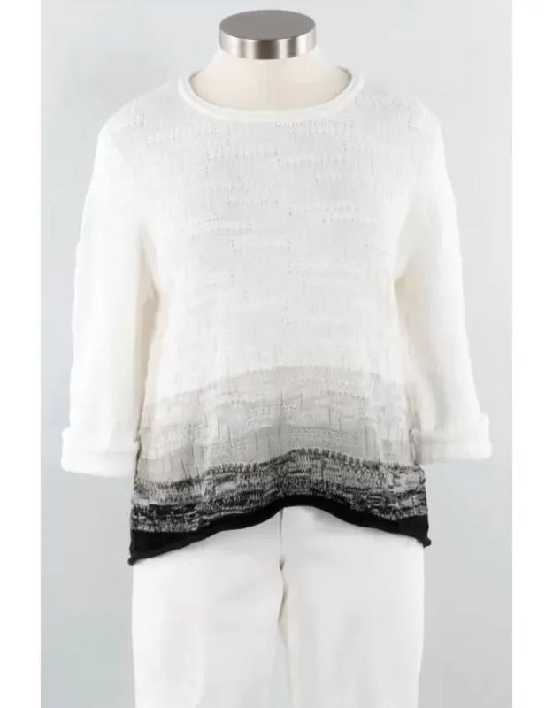 Ombre Mixed Stitch Pullover Sweater